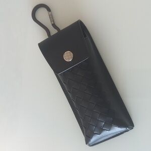 Bottega Veneta Leather Eyewear Case With Keyring black Womens